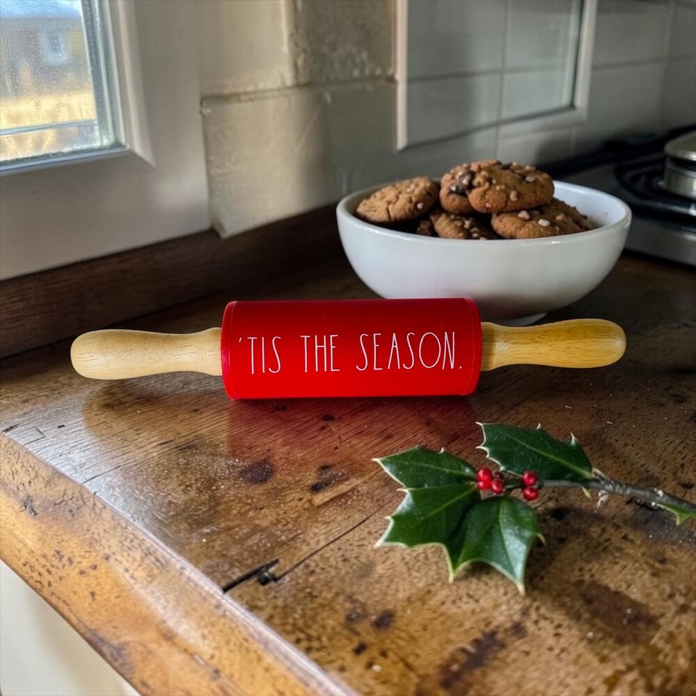 Rae Dunn Christmas Tis the Season Xmas Silicone Rolling Pin Kitchen Baking Gift
